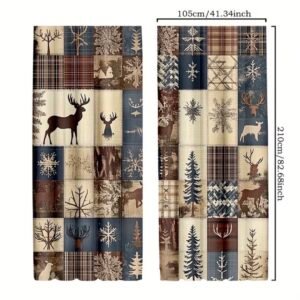 Chemin de table patchwork avec cerfs, sapins et flocons